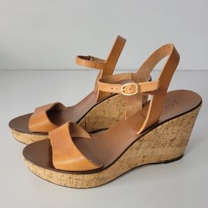 J.Crew Cork Wedge Sandals Tan Size 9